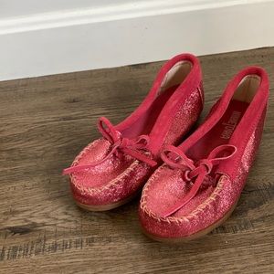 Pink Sparkle Minnetonka Moccasins sz Youth 4